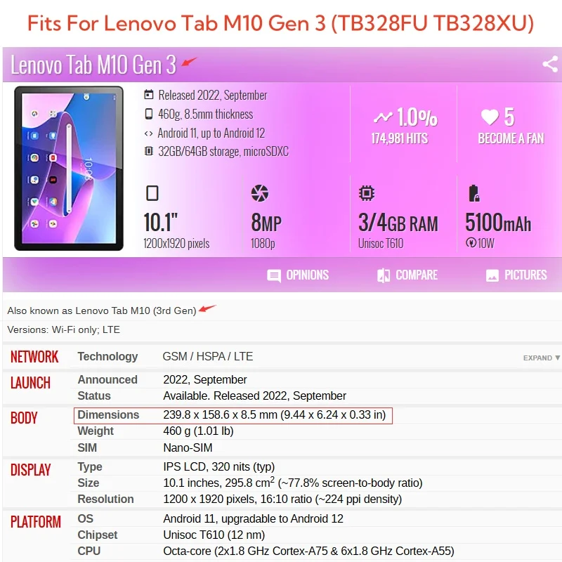 Capa untuk Lenovo Tab M10 3rd  - Lenovo Tablet With Accessories ulasan dan harga